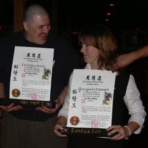 Chris and me with our new belts and certificates!