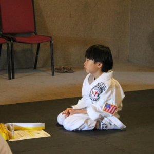Ahh the good old belt sneek in front of the students while they are meditating!