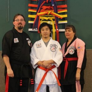 The leadership team of Trinity Karate for Christ: 
Chris Stewart - Head Instructor
Albert Hung - Assistant Instructor
Christie Stewart - Assistant Ins