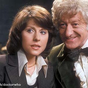 Elizabeth Sladen and Jon Pertwee in a shot taken during Pertwee's last story as the Doctor {Planet of the Spiders}