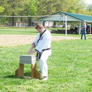 Me, 7 concrete cap blocks