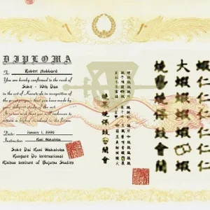 Kungate Soke
10th Dan Soke rank in Kungate
Instructor Kuni Wakaloha

Issued through the Kinison Institute of Bujutsu Studies