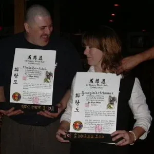 Chris and me with our new belts and certificates!