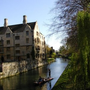 Punting boats on the river, Cambridge, UK