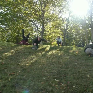 training outdoors Sat 10 11 08 working on the side/crest of a hill