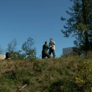 Training outdoors Sat 10 11 08 working on uneven rough ground covered with hidden obstacles and dangers and lessons.