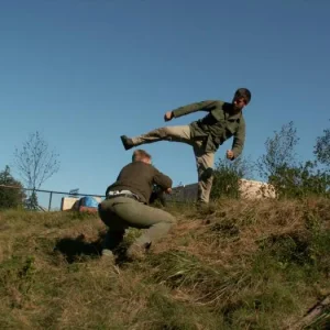 Training outdoors Sat 10 11 08 working on uneven rough ground covered with hidden obstacles and dangers and lessons.