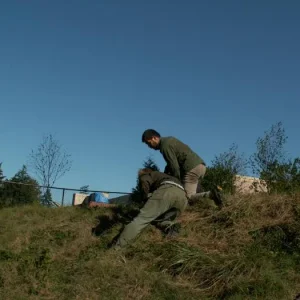 Training outdoors Sat 10 11 08 working on uneven rough ground covered with hidden obstacles and dangers and lessons.