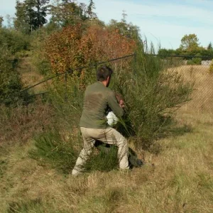 Training outdoors Sat 10 11 08 working on uneven rough ground covered with hidden obstacles and dangers and lessons.