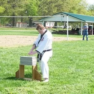 Me, 7 concrete cap blocks