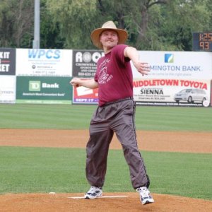 Me throwing a ceremonial first pitch at The New Britain Rock cats game June 2010!