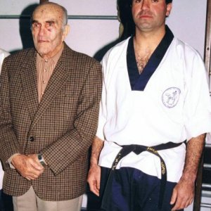 Imi Lichtenfeld Founder Of Krav Maga & Ami Niv Founder Of Aiki Krav Maga.
Photo from the year 1994