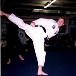 Robert McLain during the sidekick in the form "Koryo." The version we practice in Chayon-Ryu is the 1967 version, which many people know as "old Koryo