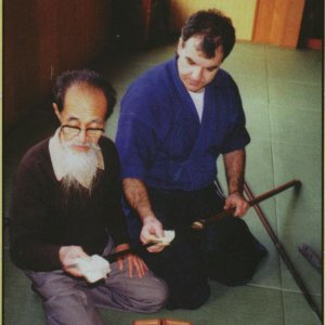 With my sword master Sugino Yoshio at the Kawasaki honbu