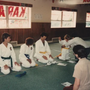 Aug 1985 Receiving our Yellow Belt