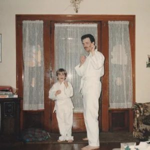 Apr 198504 My dad and I KaratePose