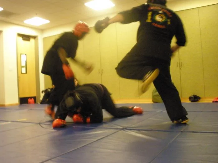 Another friendly 2 on 1 sparring match (Kajukenbo-style) at Prof. Bishop's Kajukenbo Academy.