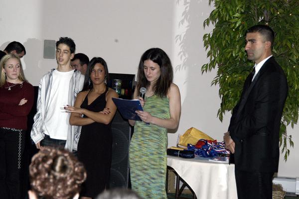 Giving my speech when I received my black belt in Karate (December 2004)