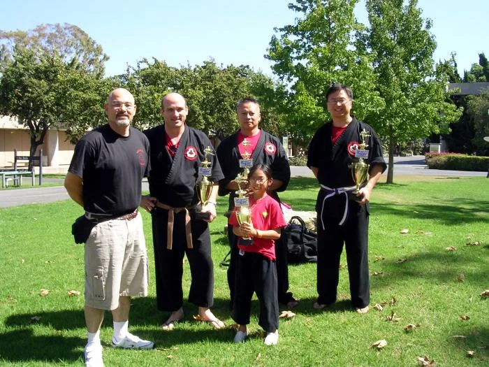 John Bishop, Danjo (With 1st place sparring trophy) and other Bishop Kaju students. Summer 2007