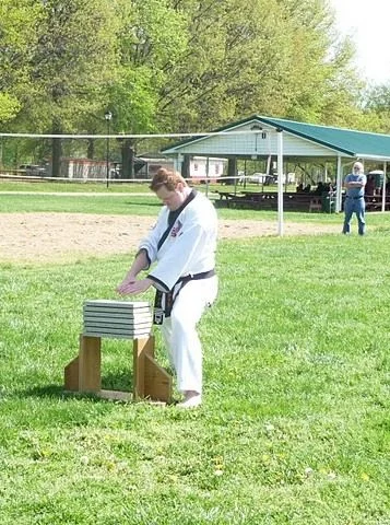 Me, 7 concrete cap blocks