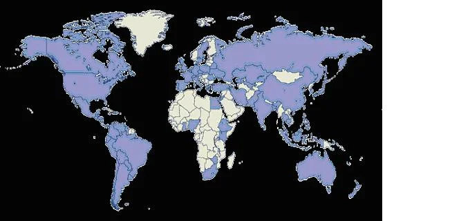 The Fallen - The areas coloured blue show the places from whence came those slain in the attack on the World Trade Centre.