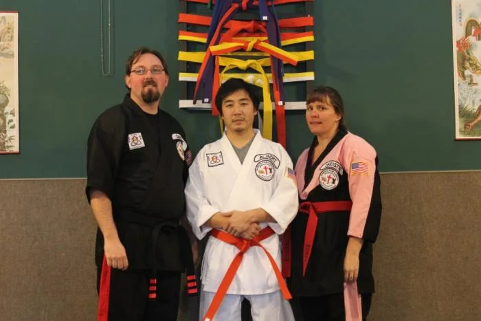 The leadership team of Trinity Karate for Christ: 
Chris Stewart - Head Instructor
Albert Hung - Assistant Instructor
Christie Stewart - Assistant Ins