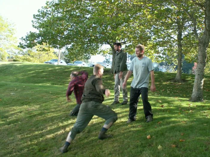 training outdoors Sat 10 11 08 working on the side/crest of a hill