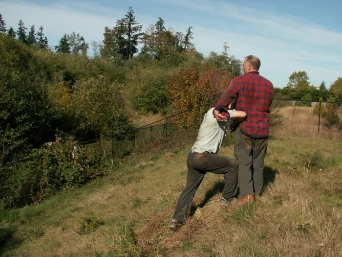 Training outdoors Sat 10 11 08 working on uneven rough ground covered with hidden obstacles and dangers and lessons