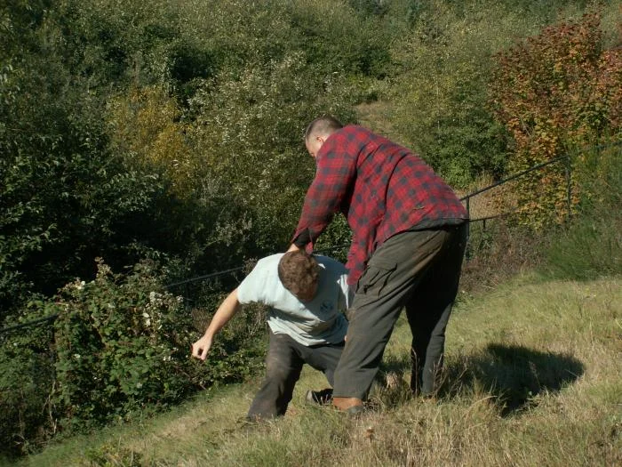 Training outdoors Sat 10 11 08 working on uneven rough ground covered with hidden obstacles and dangers and lessons