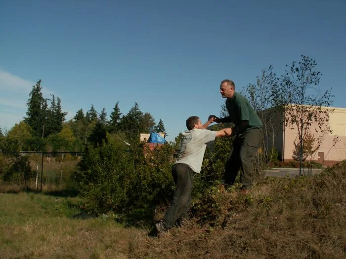 Training outdoors Sat 10 11 08 working on uneven rough ground covered with hidden obstacles and dangers and lessons