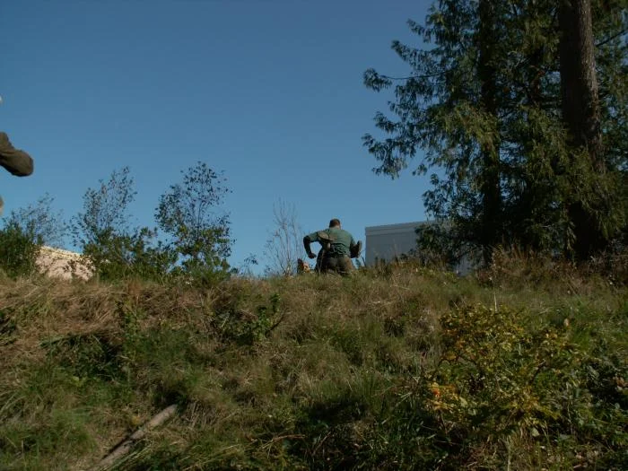 Training outdoors Sat 10 11 08 working on uneven rough ground covered with hidden obstacles and dangers and lessons.