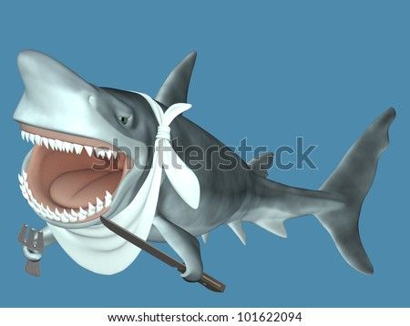 stock-photo-shark-ready-to-eat-shark-with-its-mouth-open-wide-wearing-a-neckerchief-holding-a-knife-and-101622094.jpg